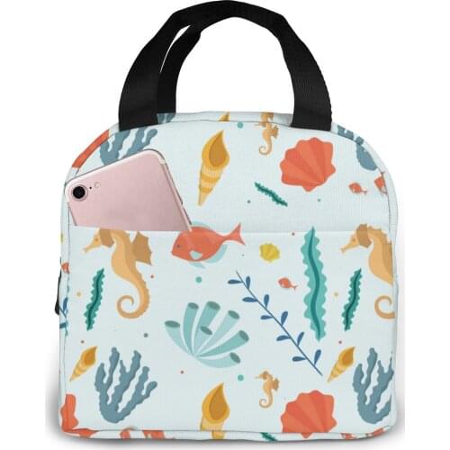 Colorful Coral Cooler Lunch Box Portable Insulated Lunch Bag Thermal Food Picnic Lunch Bags