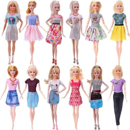 Fashion Doll Clothes Casual Dress & Two Piece Trousers Set Suitable For Summer For Babies Doll Girls Toy Gift
