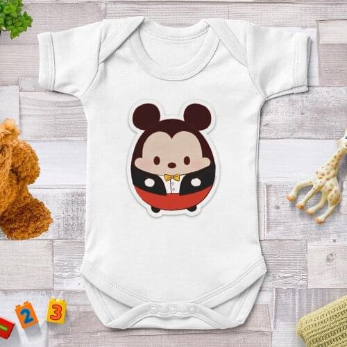 Fashion Newborn Clothes Baby Girl Rompers Short Sleeve White Short Sleeve Funny Disney Princess Printed Baby Clothes Bodysuits