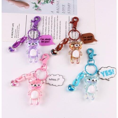 Fashion Cartoon Bear Keychain Acrylic Cute Anime Charms Key Chains Car Handbag Pendant Keyring for Women Men