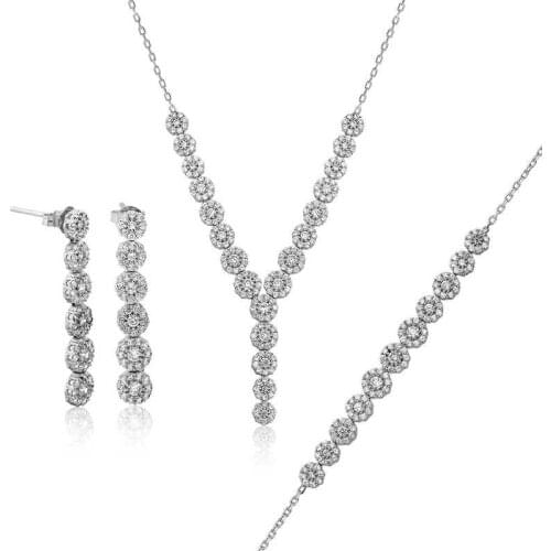 Original silver , White Stone Water Way Set ,Most Special Jewelry Sets Suitable and Quality Products Types