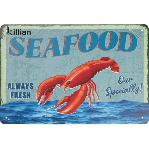 Crayfish Wall Metal Plaque Animal Tin Sign Home Decoration Promotion Poster Wall Metal Plate Metal Poster Bar Club Decoration