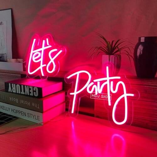 Custom Neon LED Sign Lets Party Suitable For Home Hotel Birthday Xmas Halloween Wedding Party Personalized Wall Decor