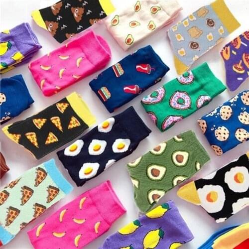 1 pairs Cute Fruit Pattern Cotton Hosiery Socks Art Painting Knitted Sport Ankle Sock Women Clothing Accessories