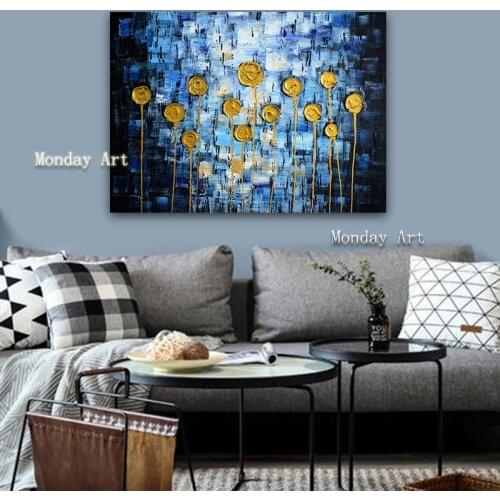 New big hand painted Canvas Painting knife flower painting For Living Room Home Decor No Frame handmade canvas Oil Painting gift