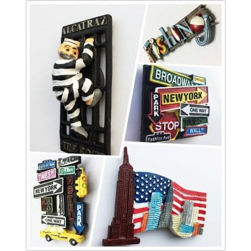 USA Originality 3D Streetscape Fridge Magnets Tourism Souvenir Refrigerator Magnetic Sticker Collection Gift