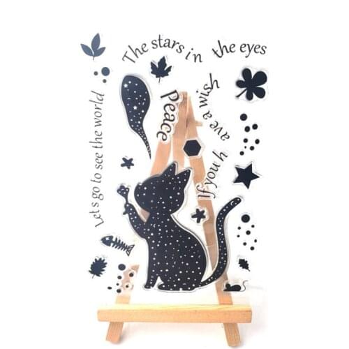 Silhouette Cat Transparent Clear Silicone Stamp Seal DIY Scrapbooking Stencil Coloring Embossing Decor Office School Supplies