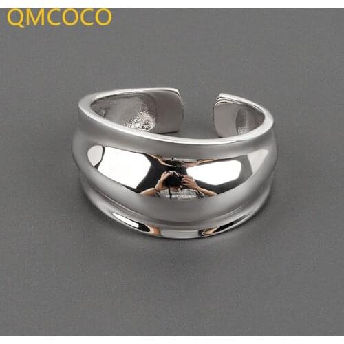 QMCOCO New Arrival Irregular Concave-Convex Face Wide Ring Japa-Korea Smooth Surface Double-Deck Round Ring Party Accessories