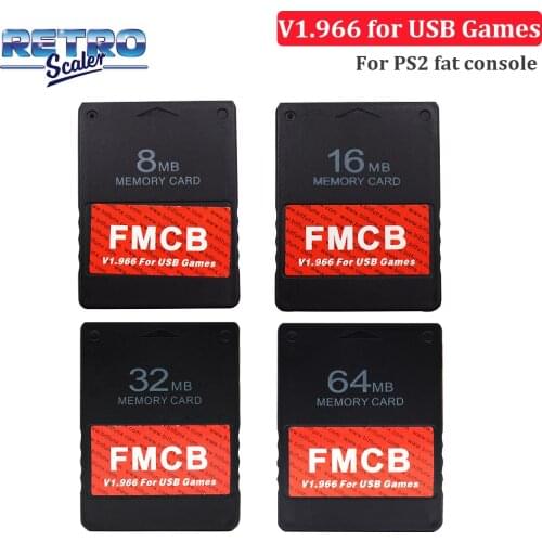 RetroScaler New Upgrade 64MB v1.966 Free McBoot Memory Card Support Playing PS1/PS2 Games by USB for PS2 Console