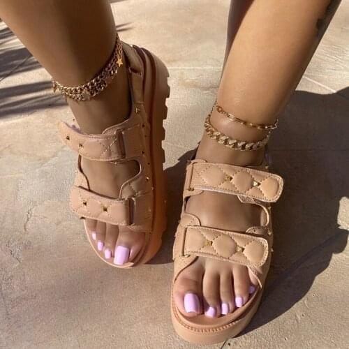 Fashion Rivet Sandals Summer Solid Color Mid Heel Womens Shoes Open Toe Outdoor Casual Roman Sandals Plus Size