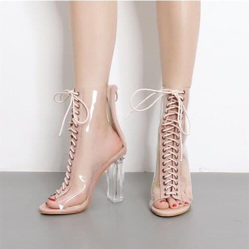 Plus Size Sandals Boots Women Shoes High Heel Transparent Shoes Women Comfort Fashion Sexy Sandal Woman Summer Peep High Heels