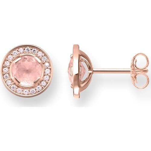 Rose Gold Color Pink Round Ear Studs Ear Earrings, 2018 European Fashion Light of Luna Earring Jewelry Gift Earings for Women