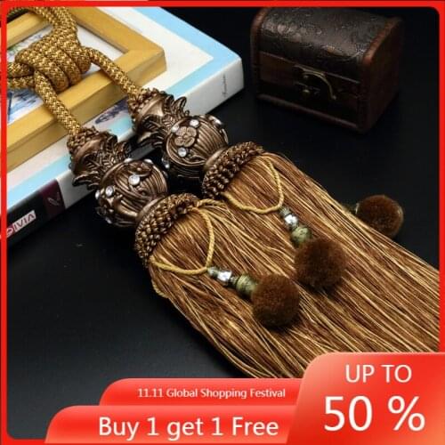 Modern Simplified European Yangmei Ball Double Ball Hanging Ball Tassel Hanging Ball Tied Ball Curtain Bandage Rope Lace-up