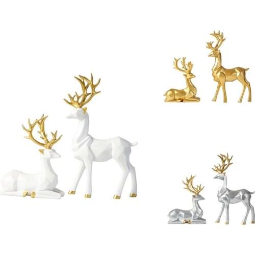 European Style Resin Deer Figurine Statue Home Living Room Decor Crafts Sculpture Creative Gifts Desktop Ornament