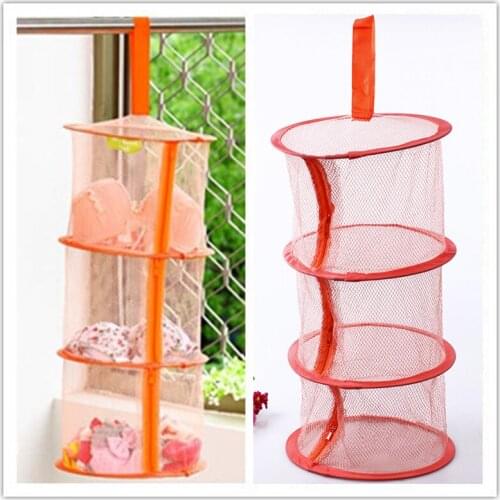 Three Layers Clothes Drying Net Collapsible Windproof Clothes Basket Breathable Fabric Dry Socks Bra Drying Basket