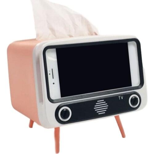 TV Tissue Box Desktop Paper Stand Creative Mobile Phone Holder Dispenser Storage Napkin Case Organizer Home Car Decor Toys