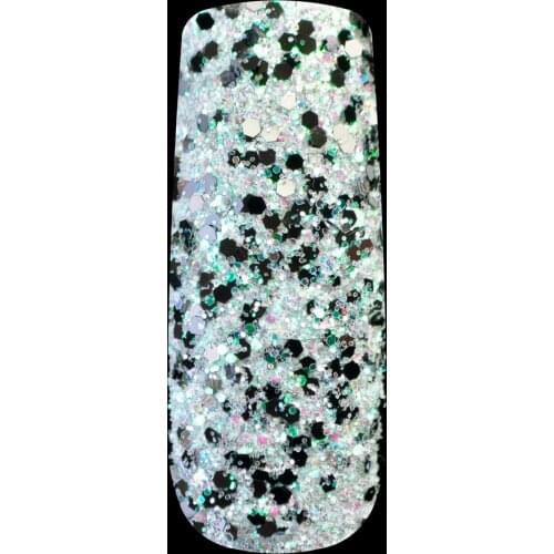 Lady DIY UV Nail Art Glitter Green Black Mix Color Nails Glitter Powder Mix Size Nail Sheen Dust Acrylic Design 266