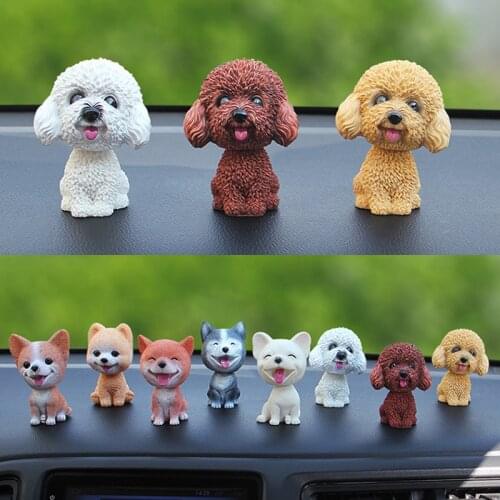 Car panel decoration waving puppy toys rocking dog head ornaments bobblehead toy bobblehead dolls Car room interior accessories