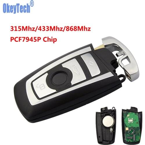 OkeyTech 4 Button 315/433/868 Mhz Smart Remote Keys Keyless For BMW 3 5 7 Series 2009-2016 CAS4 CAS4+F System With PCF7945P Chip