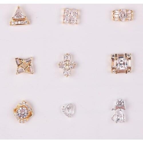 High Quality Glitter Nail Designs Rhinestone Fashon Zricon Nail Art Accessories Set 10pcs/lot ER016