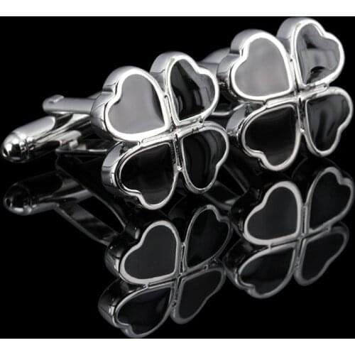 Cufflinks High Quality New Custom Super lucky four leaf clover cufflinks for men shirt accessory party gift