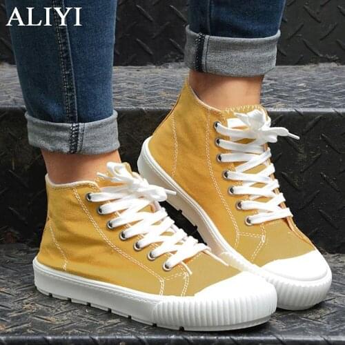 High Top Sneakers Women 2021 Autumn New Soft Bottom Comfy Lace Up Casual Canvas Shoes 36-42 Large-Sized Running Walking Flats