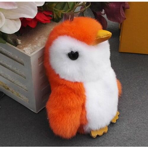 Real Rex Rabbit Fur Key Ring Pompom Ball Phone Keychain Bag Charm Penguin Pendant Gift