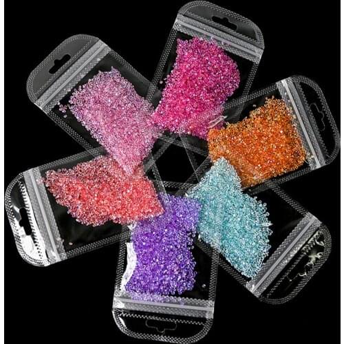 1 Bag 2mm AB Micro Rhinestones Crystals Glass Nail Strass Nail Art Decorations Pointed Back Flat Bottom Nail Rhinestones TR#004