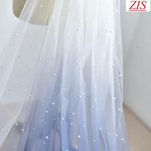 1Y/lot Blue gradient heavy beaded mesh fabric mesh dress fabric for wedding decoration DIY material D001