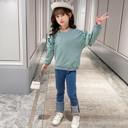 Girls Suit Sweatshirts +Pants 2Pcs/Sets 2021 Classic Spring Autumn Teenagers Outwear Kids Cotton Tracksuit Sport Suits Children