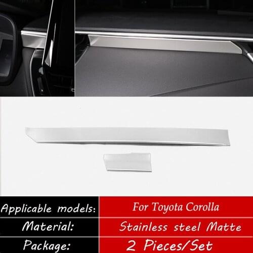 2019 2020 Car Console Decoration Strip Cover Trim Car Interior Accessories 2piece Stainless Steel for Toyota Corolla Accessories