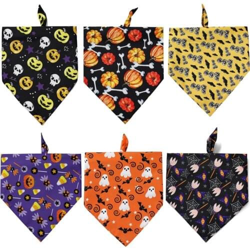2020 Halloween Style Pet Neckerchief Cat dog Accessories Large scarf bandana Bibs Scarf Collar Pet saliva towel triangle towel