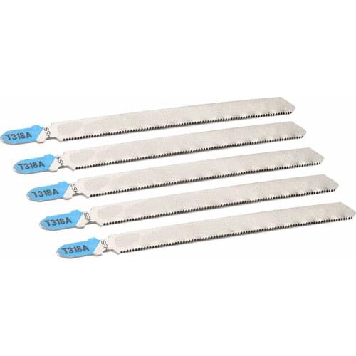 5pcs T318A HCS Curved Extra Long Jigsaw Blades 132mm Length Mayitr Saw Blade Set for Metal Cutting Metalworking Tools