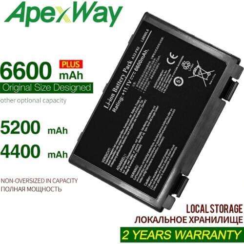 ApexWay 6 Cell Battery Pack For Asus A32-F82 L0690L6 70NLF1B2000Y 90NLF1B2000Y A41 F82Q X5E X5EA X5J X66 Pro5DAB Pro79I
