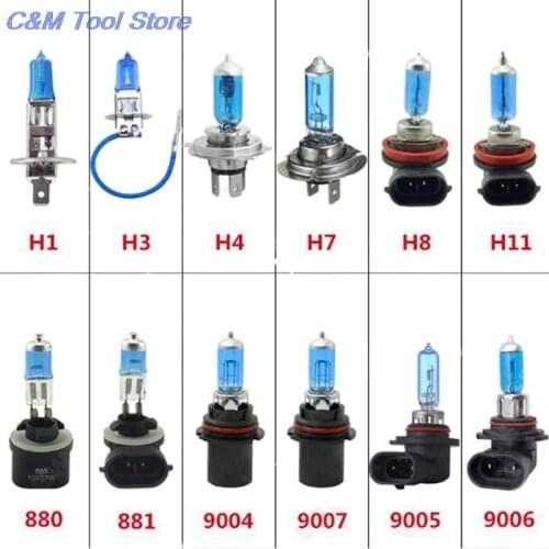 Car Halogen Lamp H1 H3 H4 H7 H8 H11 880 881 9004 9005 9006 9007 Auto Halogen Bulb Fog Lights 12V 6000K Headlights Lamp 1PC