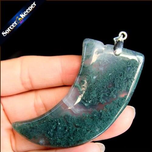 Free Shipping Fashion Jewelry Natural Dendritic Moss Agates Stone Drop Pendant Necklace Timeless Gift For Girlfriend MS410