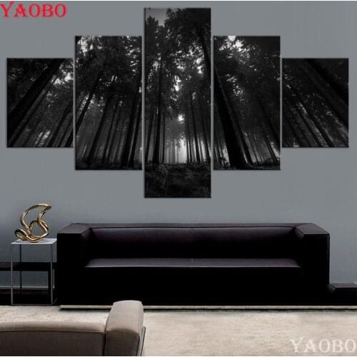 DIY Diamond Painting 5 Pieces Black Forest landscape 5D Rhinestone Embroidery Diamond Pictures Mosaic Cross Stitch Home Decor