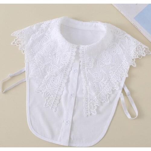 Tie Fake Collar Half Shirt Ladies Shirt Fake False Collar Big Lapel Lace Fake Collar Shirt Ruffle Cuff Fake False Collars Woman