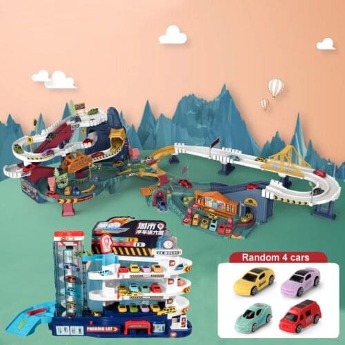 City Car Tracks Toys for Children Boys Electric Parking Lot Montessori Toys Brain Game Highway Cars Adventure 2021 New Kids Gift