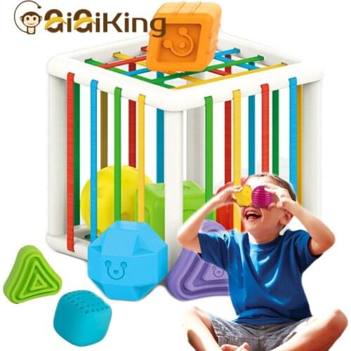 Baby Shape Sorting Toy motor skill tactile touch learing toys 10 months to 3 years soft cube montessori educational toys