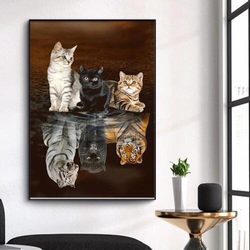 Cartoon Animals Posters Oil Painting By Cat Tiger Gift Pictures By Numbers Animal Lion Unframe Canvas Wall Art Home Decor ation