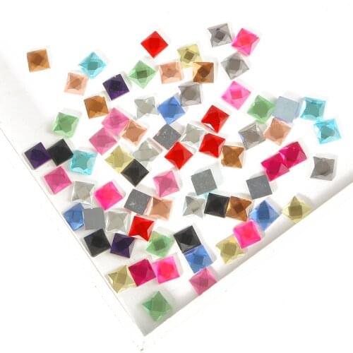 14 Colors Multi Size FlatBack Square Crystals Hot Fix Nail Rhinestone Sewing Beads for DIY Clothes Crafts Dress Bags Decoration