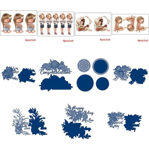 Metal Cutting Dies With 4pcs/set Coordinating Paper Pretty Girl Flower Fairy Frond Floral Lace Edge DIY Scrapbooking 2020 New