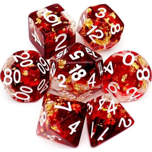 Haxtec Gold Foil DND Dice Set Resin Polyhedral Dice for Dungeons and Dragons RPG D&D Pathfinder