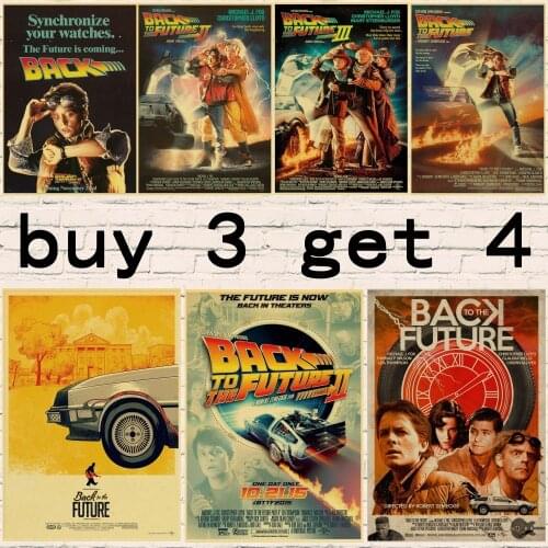 Sci-fi Back to The Future Film Propaganda Retro Kraft Poster Buy 3 get 4Decorative DIY Wall Sticker Home Bar Art Posters Decor