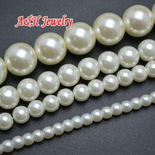 20pcs Cheap Beads 4~14mm Beige Color Plated Glass Beads 16'' For Fashion Jewelry Making Materials