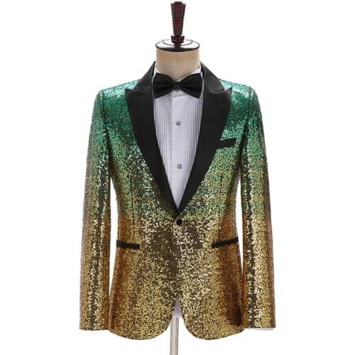 2021 New Mens Gradient Sequin blazer Stage Show Performance Color blazers