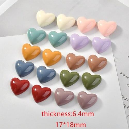 New arrived 50pcs/lot color print cartoon hearts shape flatback resin beads diy jewelry earring/garment accessory