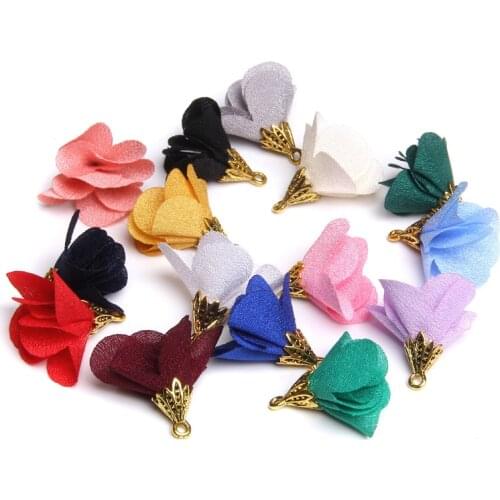 Wholesale 10-20Pcs/lot Flower Tassels Fringe Charms For Purl Macrame DIY Jewelry Keychain Cellphone Straps Pendant Earrings