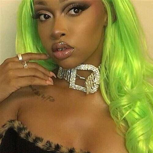 Exaggeration Full Rhinestone Neck chain Shining Crystal Buckle Women Necklace 8 beats Wide Fashion GIft